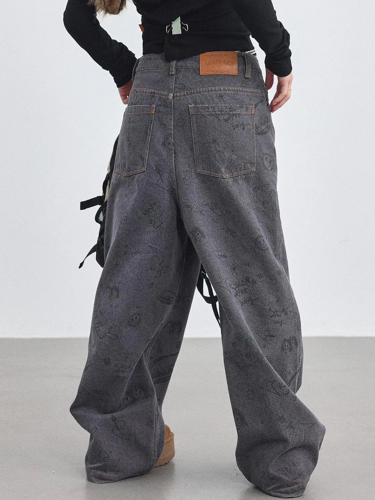 Relaxed Graffiti Jeans With Vintage Wash
