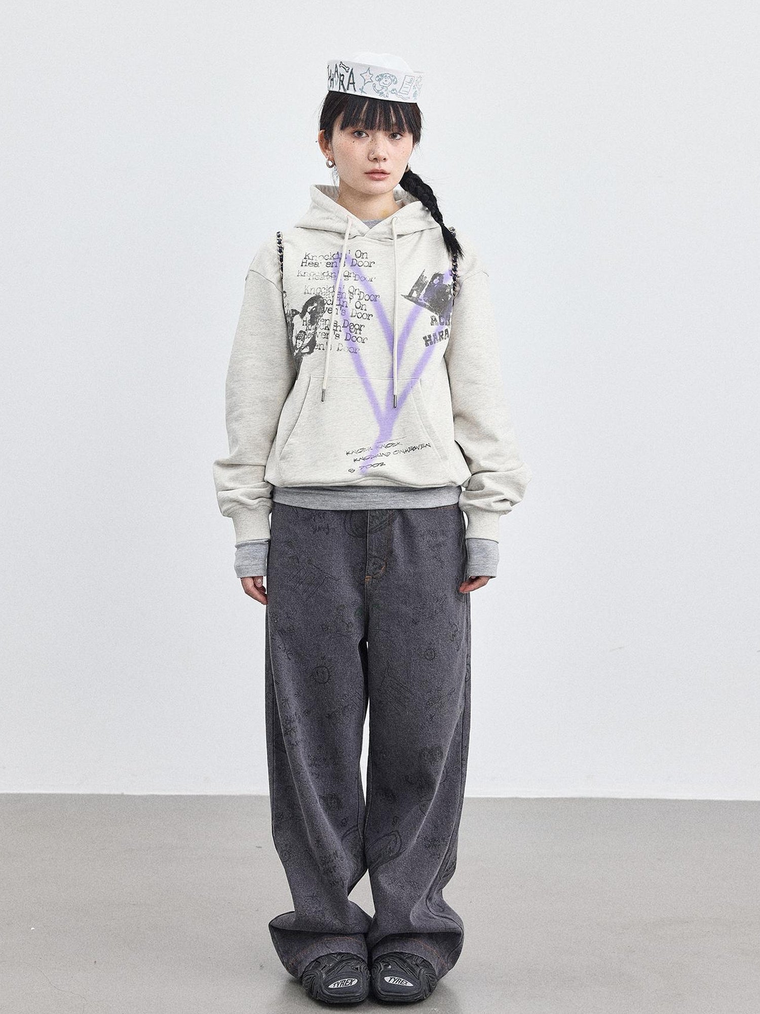 Achihara Relaxed Graffiti Jeans With Vintage Wash