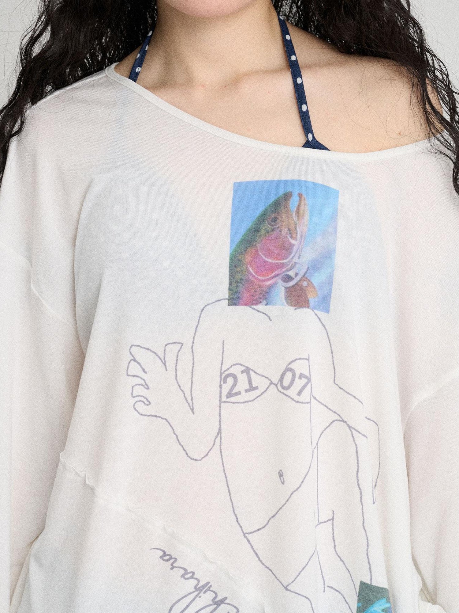 Achihara Relaxed Salted Fish Sunshield Loose Top