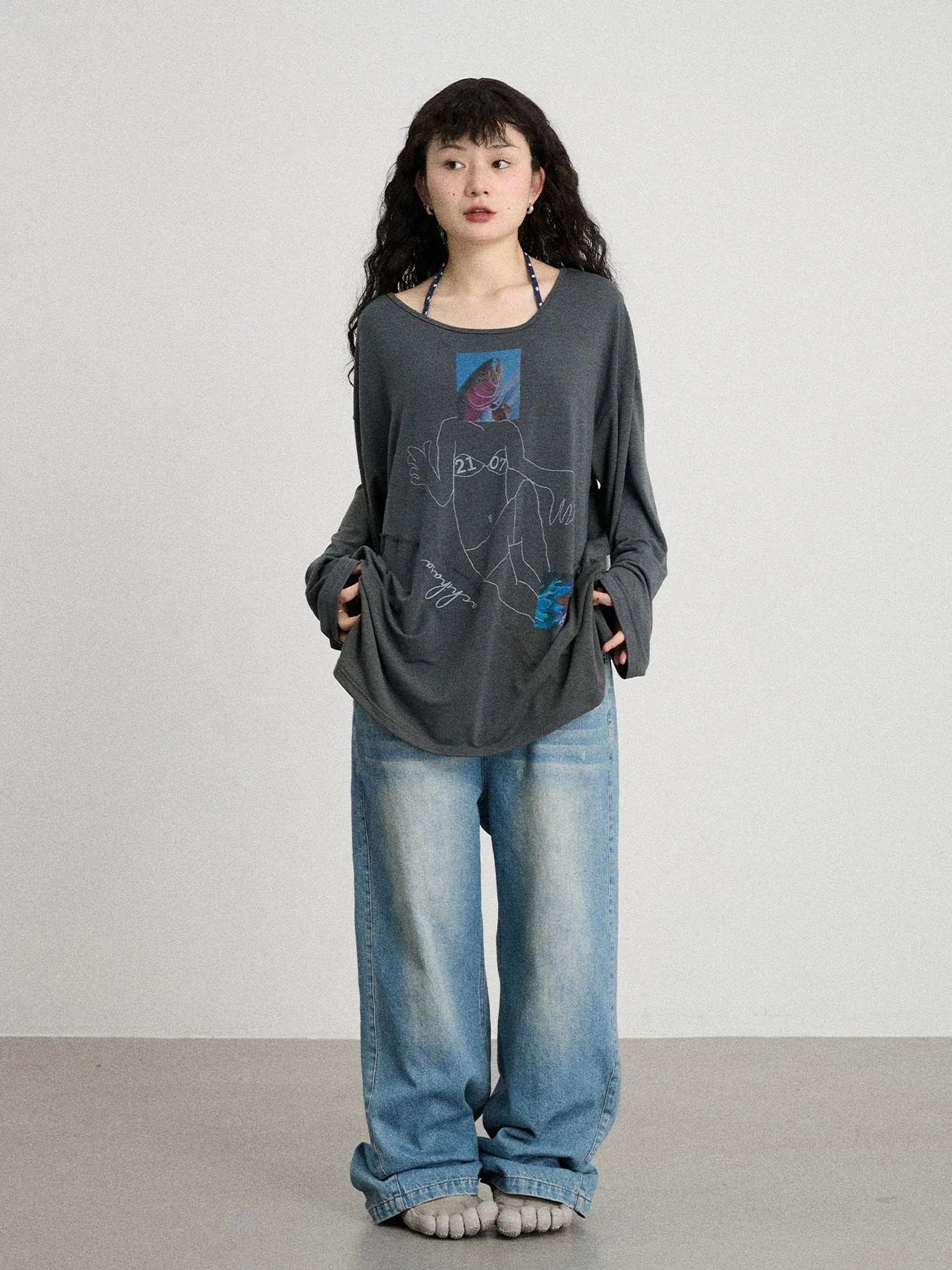 Relaxed Salted Fish Sunshield Loose Top