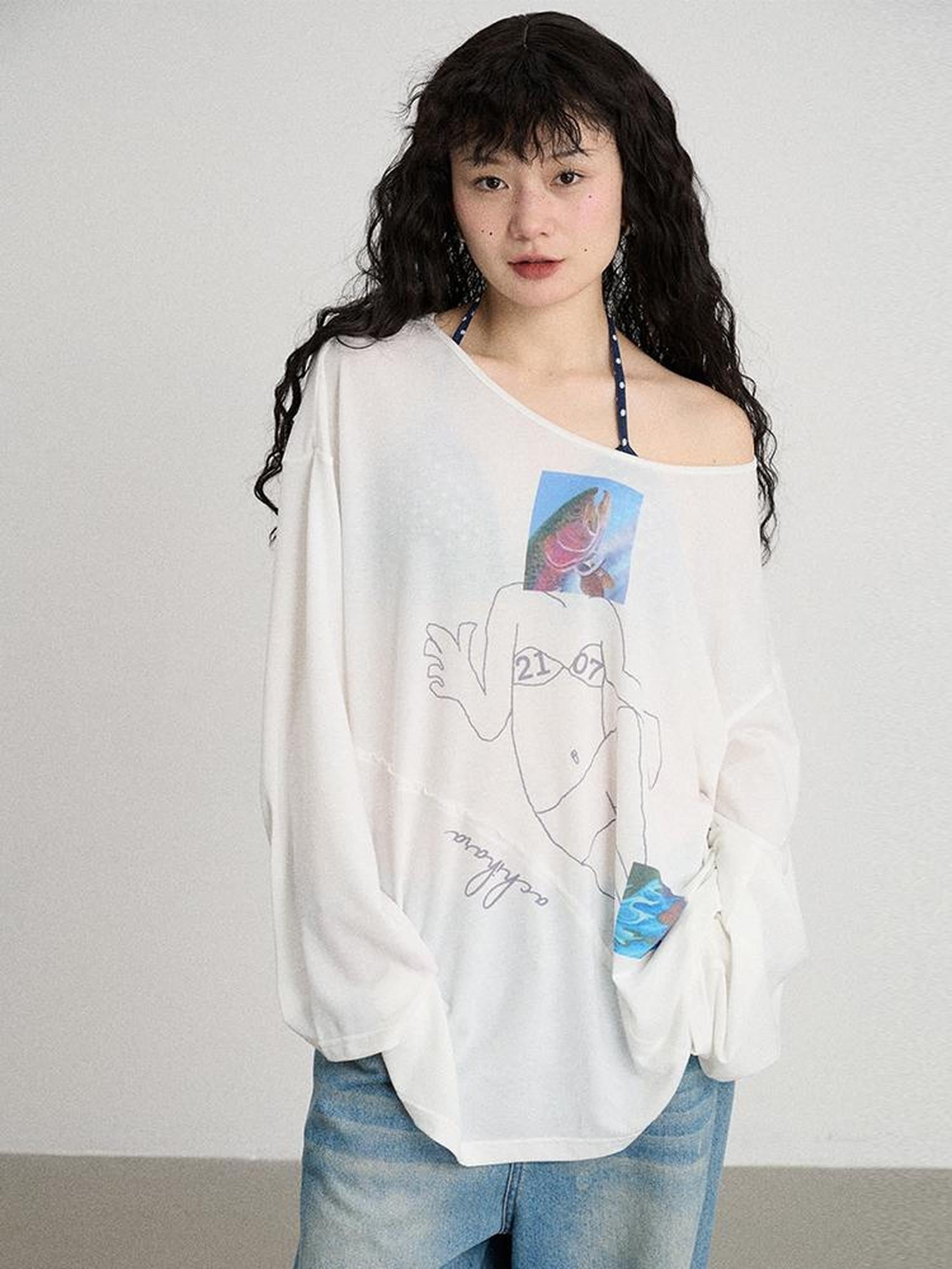 Achihara Relaxed Salted Fish Sunshield Loose Top