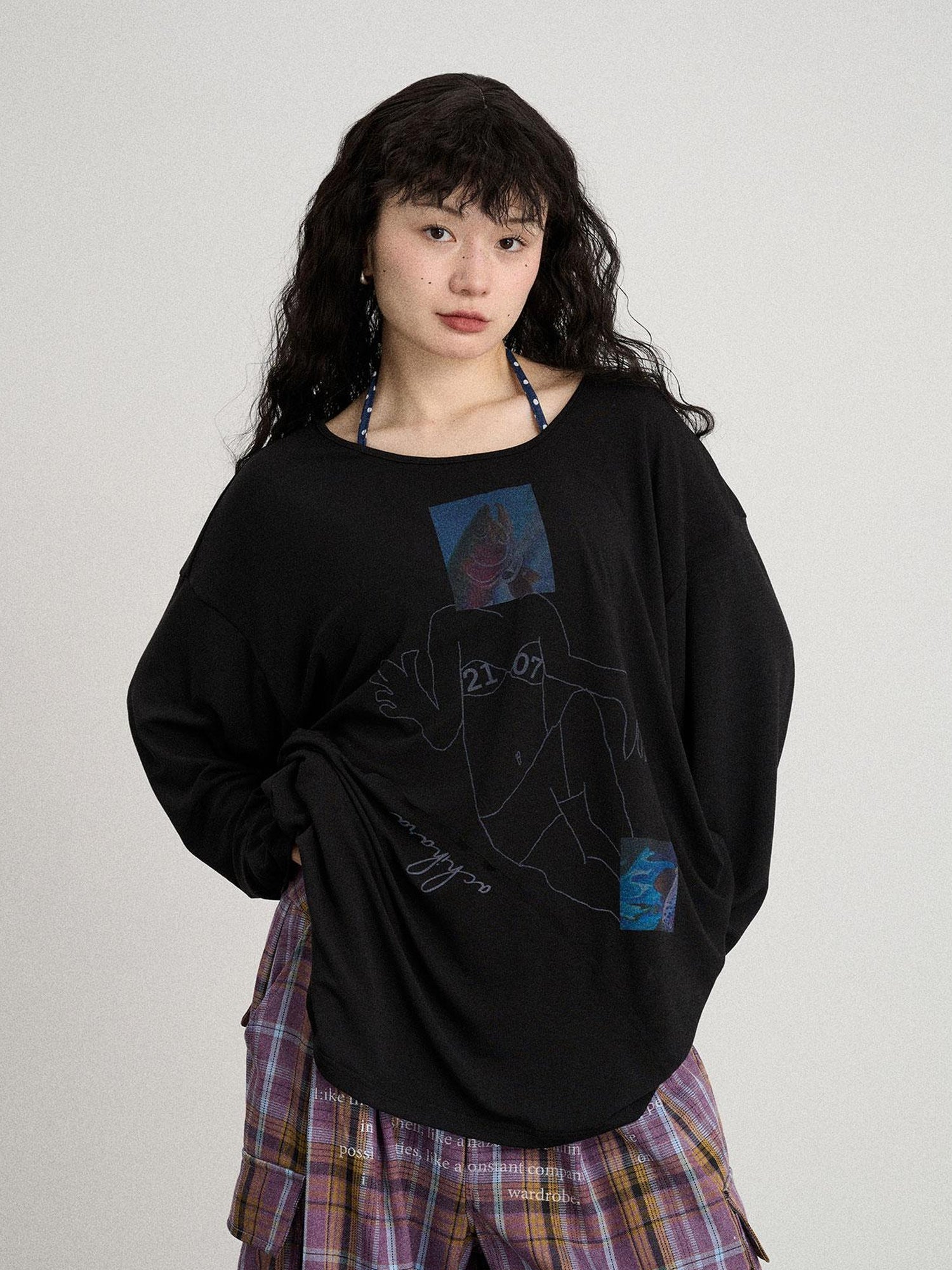 Achihara Relaxed Salted Fish Sunshield Loose Top