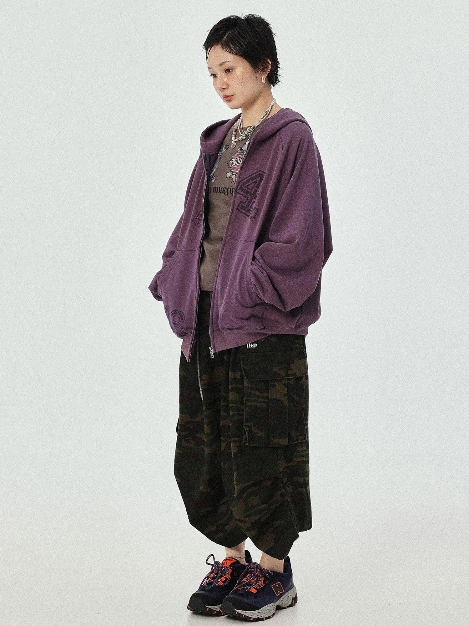 Renaissance Washed Hoodie V-Neck T-Shirt Long-Sleeve
