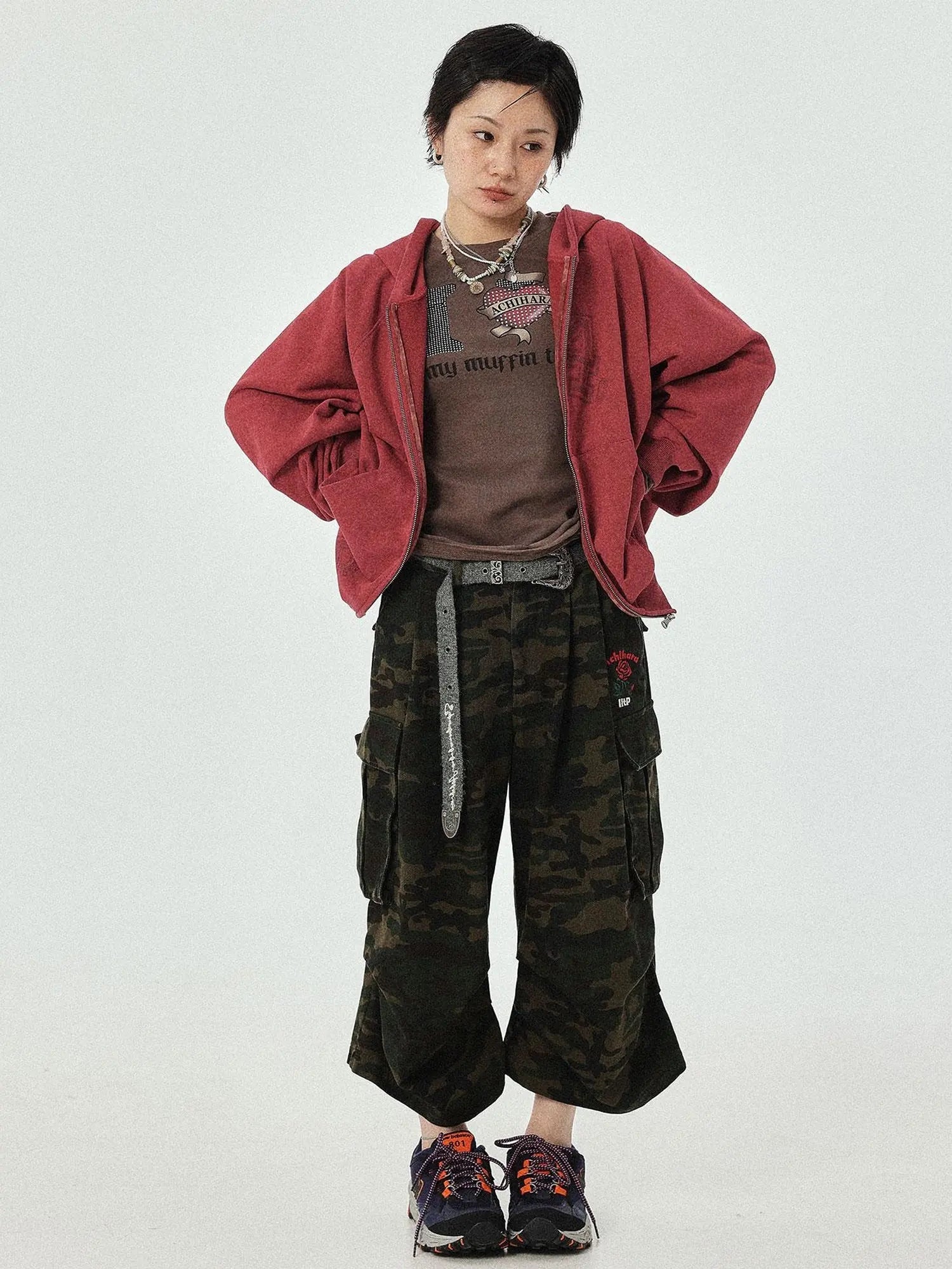 Renaissance Washed Hoodie V-Neck T-Shirt Long-Sleeve