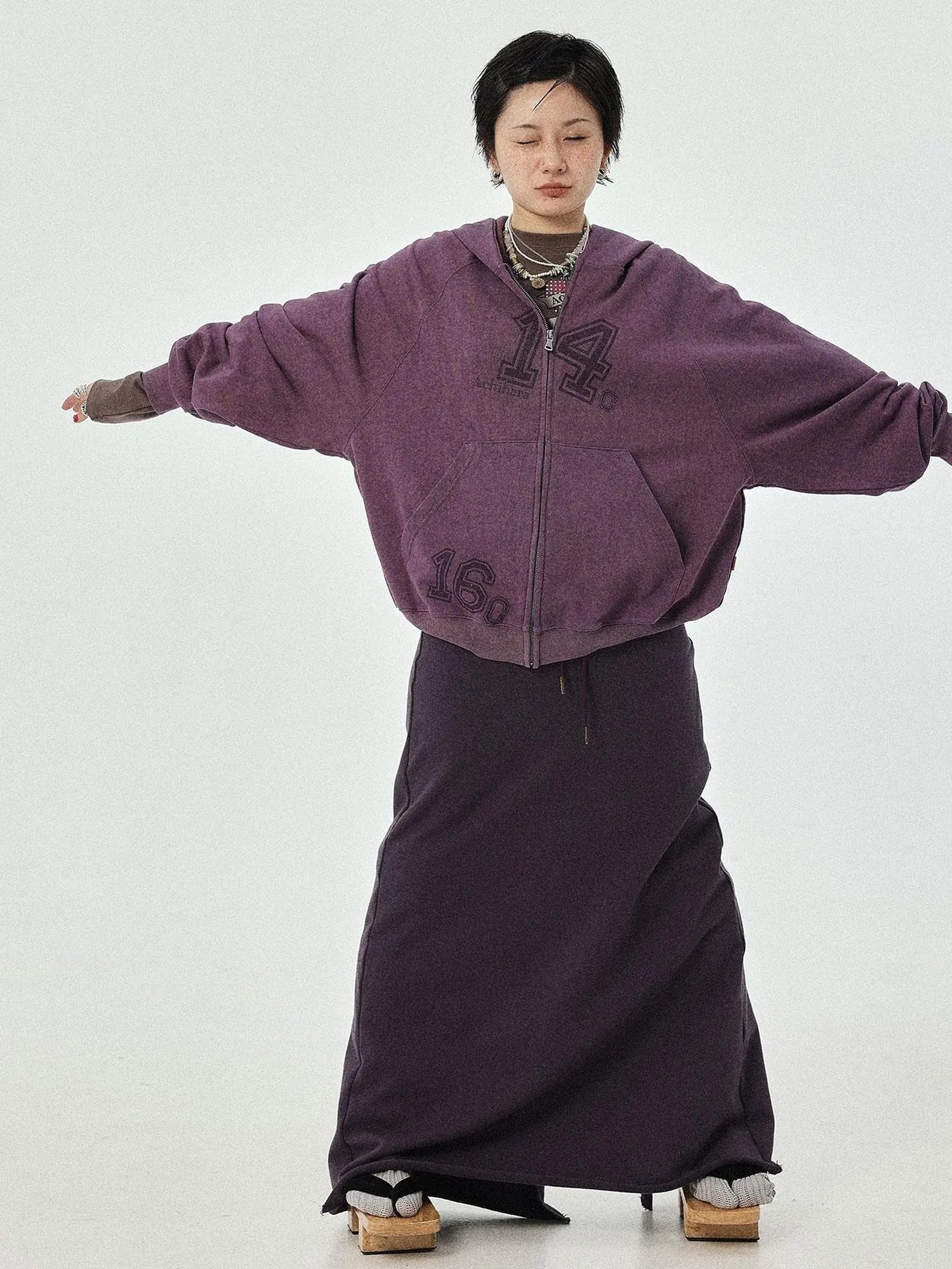 Renaissance Washed Hoodie V-Neck T-Shirt Long-Sleeve