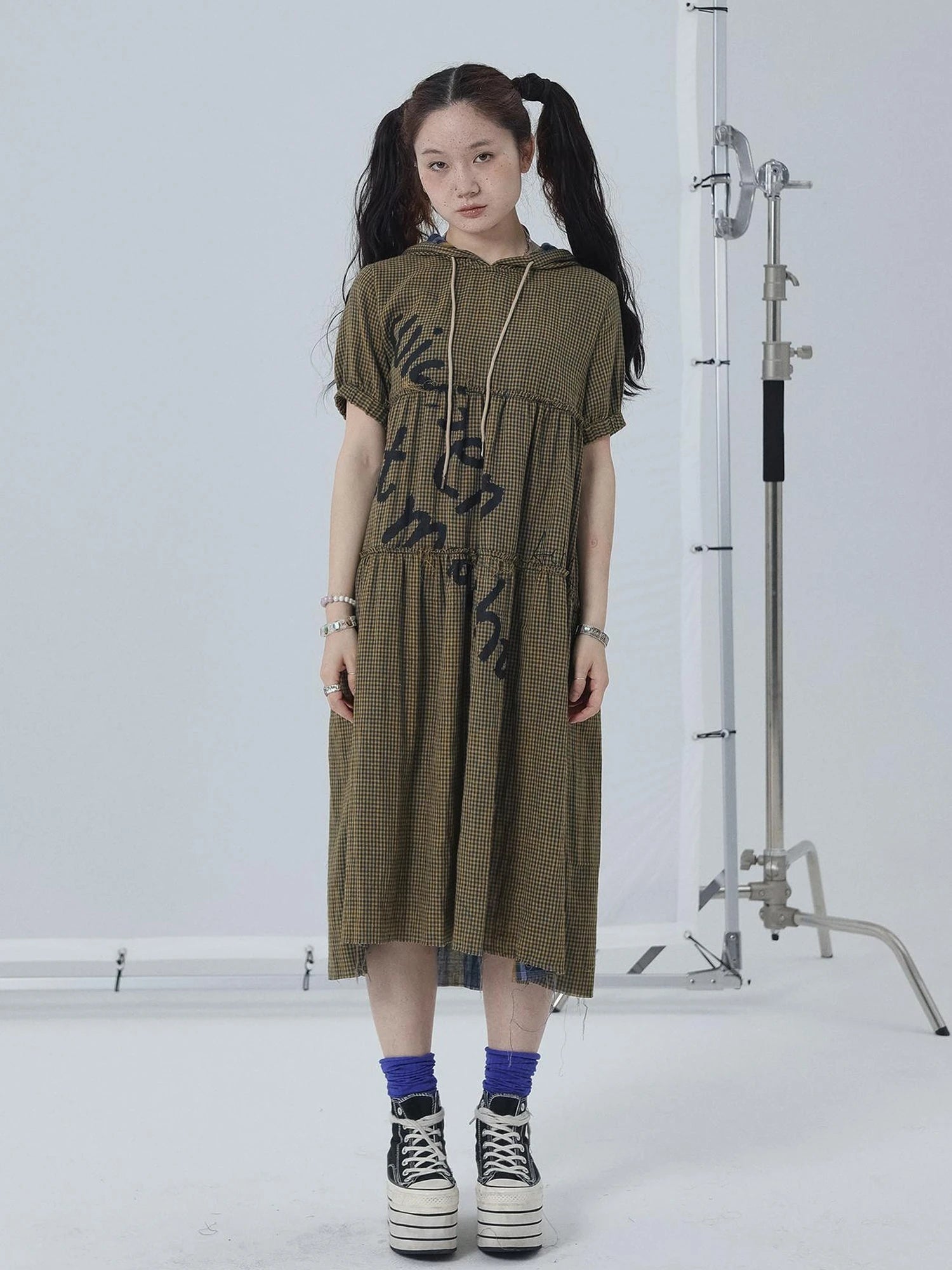 Reversible Plaid Trim Vintage A Line Dress For Summer Fall