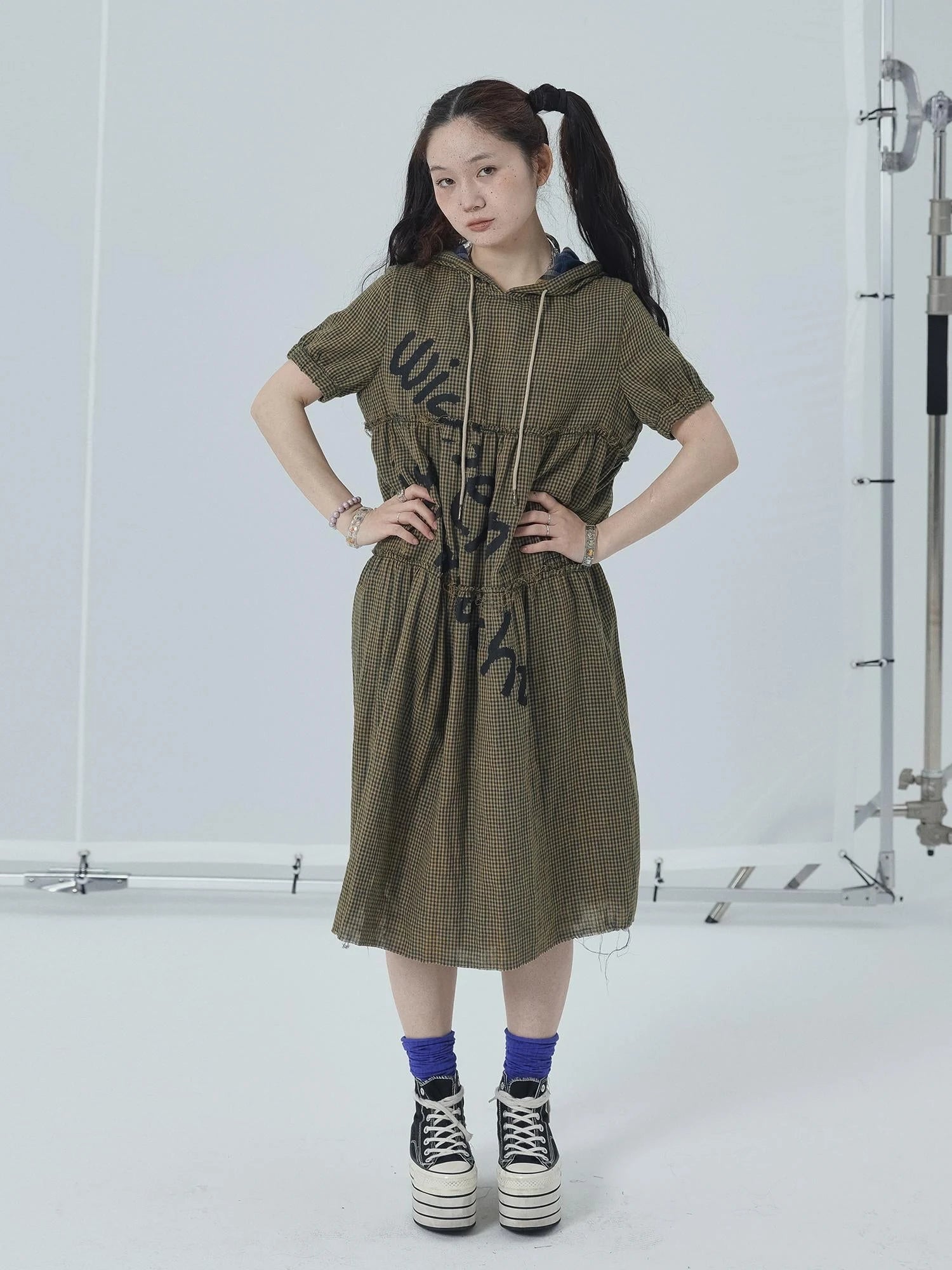 Reversible Plaid Trim Vintage A Line Dress For Summer Fall