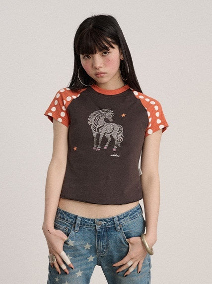 Achihara_Rhinestone_Slim_Fit_Office_Polka_Dot_Women_Cotton_Blend_Short_Sleeve_T-Shirts_MISSTT