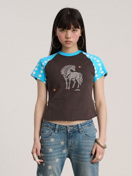 Achihara_Rhinestone_Slim_Fit_Office_Polka_Dot_Women_Cotton_Blend_Short_Sleeve_T-Shirts_MISSTT