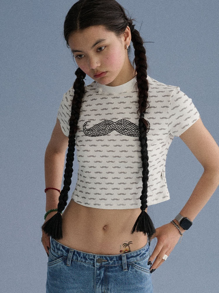 Achihara_Rhinestone_Slim_Fit_Women_Cotton_Mustache_Lip_Print_Short_Sleeve_T-Shirts_MISSTT