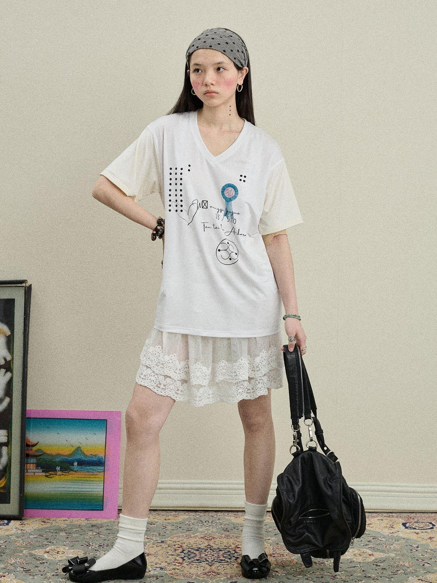 Achihara Rock Malt Star V-neck Tee