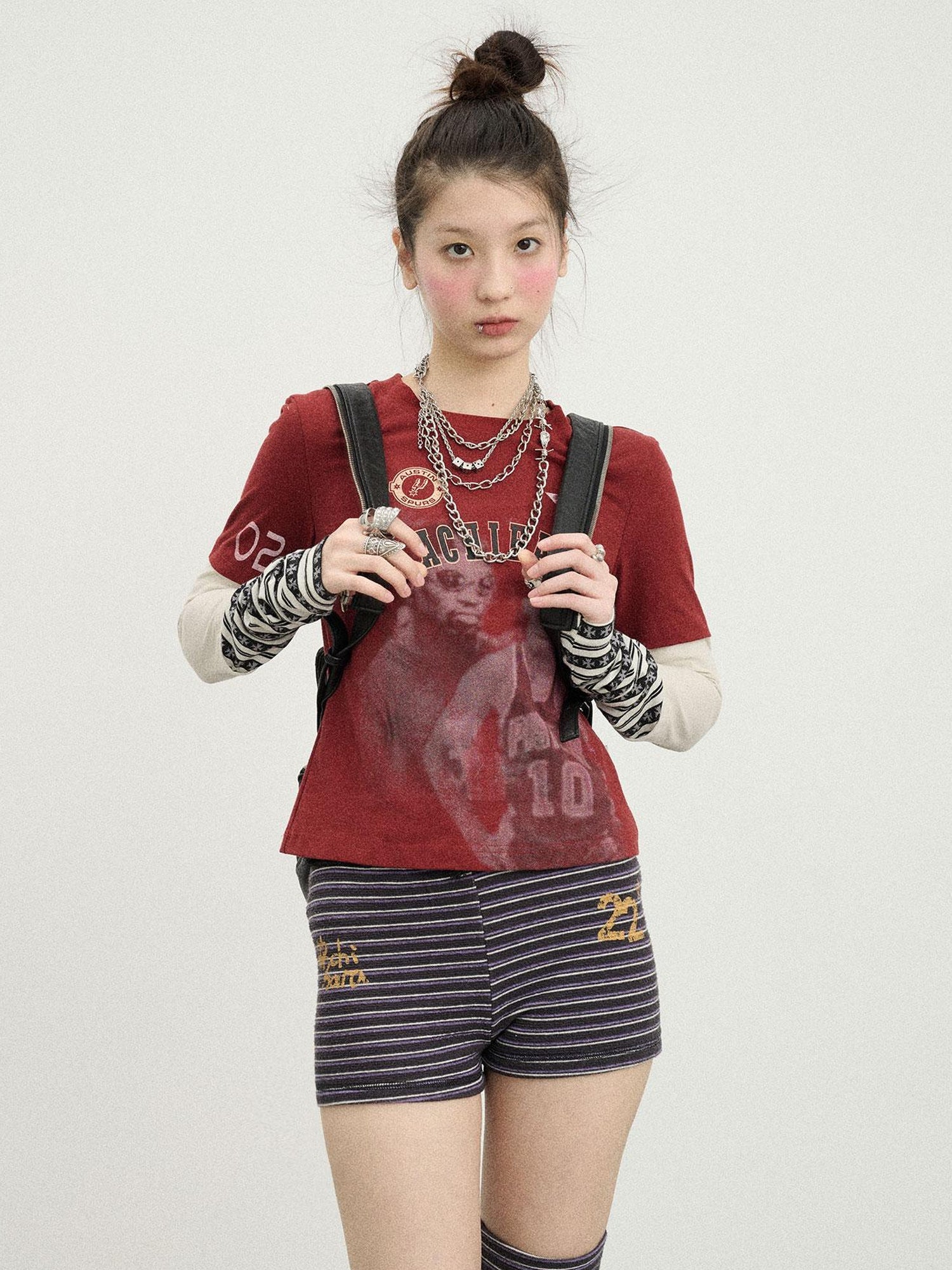 Achihara Rodman Inspired Slim Fit Basketball Tee Long Sleeve Layering Top