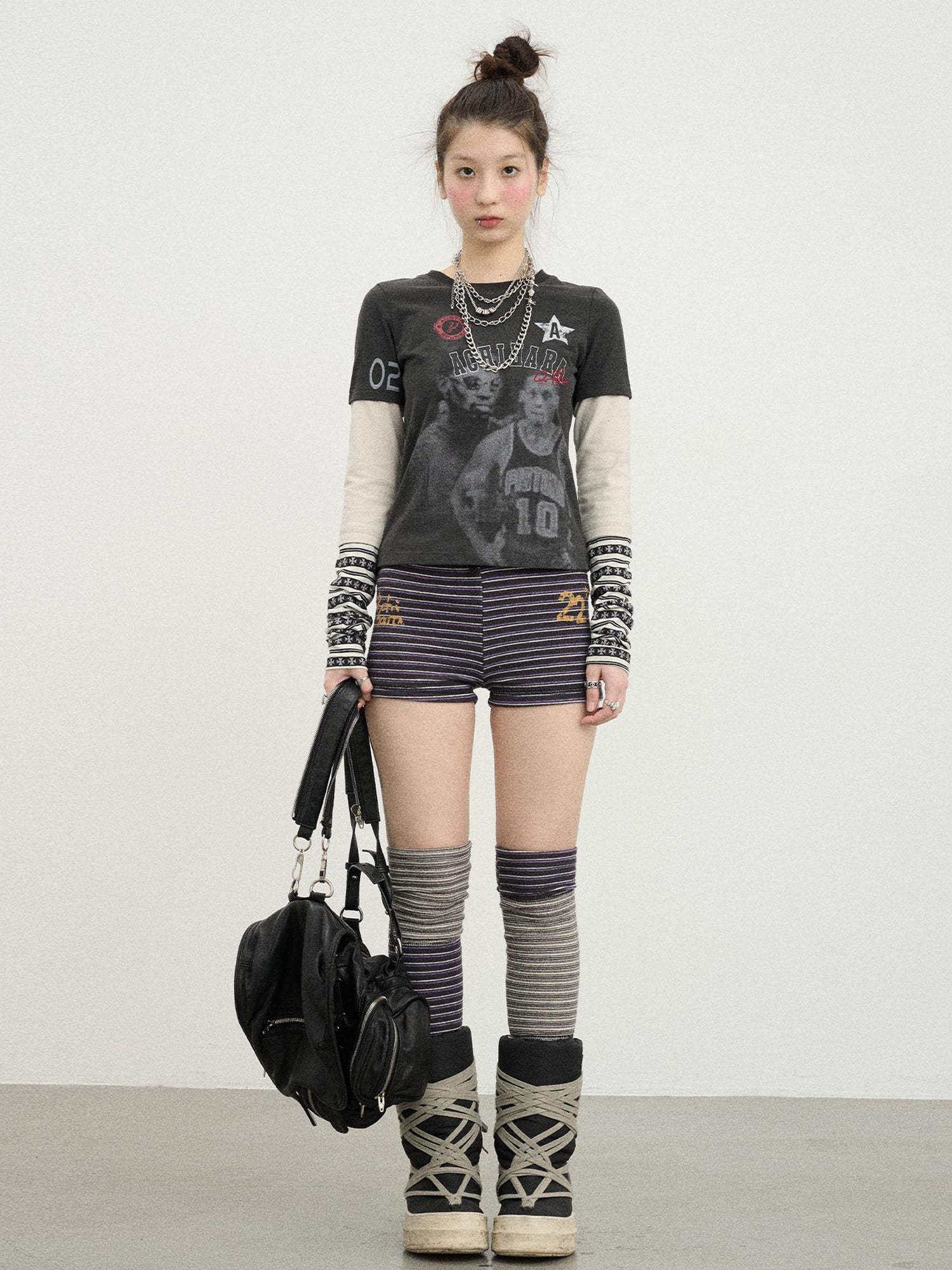 Achihara Rodman Inspired Slim Fit Basketball Tee Long Sleeve Layering Top
