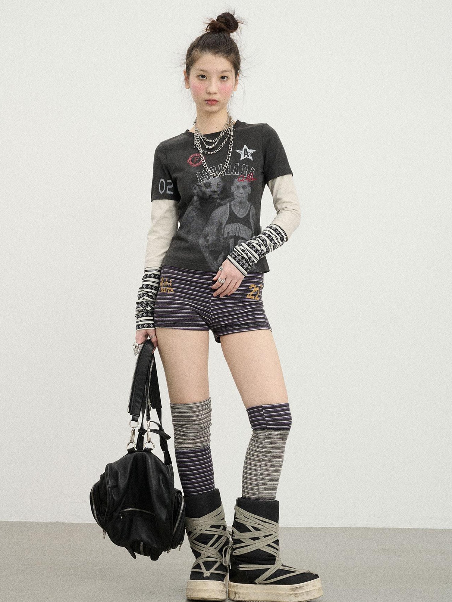 Achihara Rodman Inspired Slim Fit Basketball Tee Long Sleeve Layering Top
