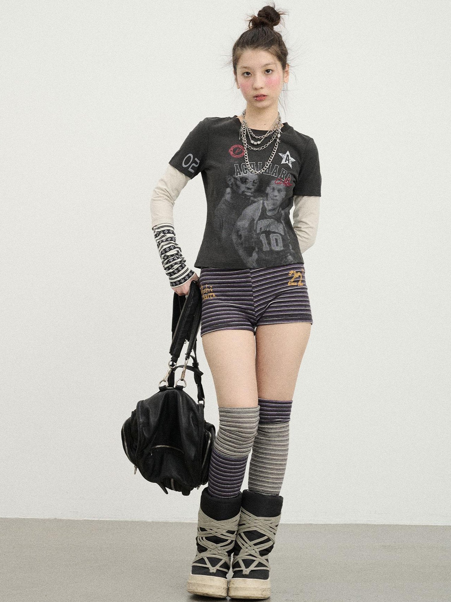 Achihara Rodman Inspired Slim Fit Basketball Tee Long Sleeve Layering Top