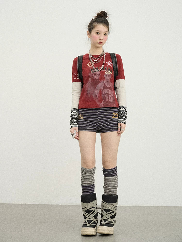 Achihara Rodman Inspired Slim Fit Basketball Tee Long Sleeve Layering Top-5