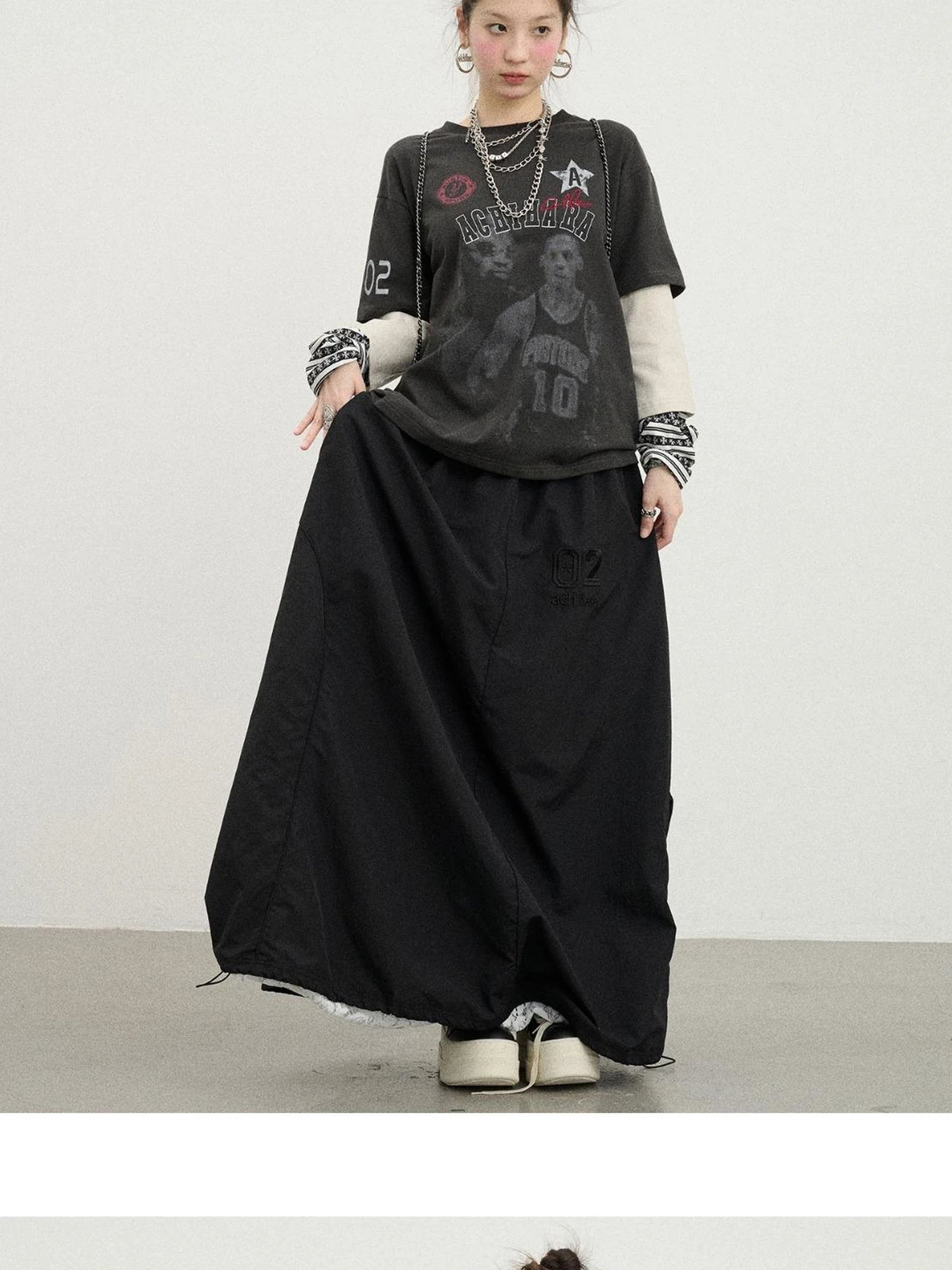 Rodman Oversized Jersey Tee V Neck T Shirt Long Sleeve