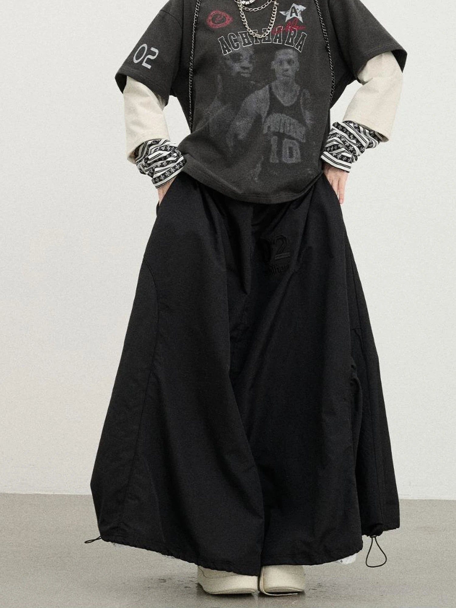 Rodman Oversized Jersey Tee V Neck T Shirt Long Sleeve
