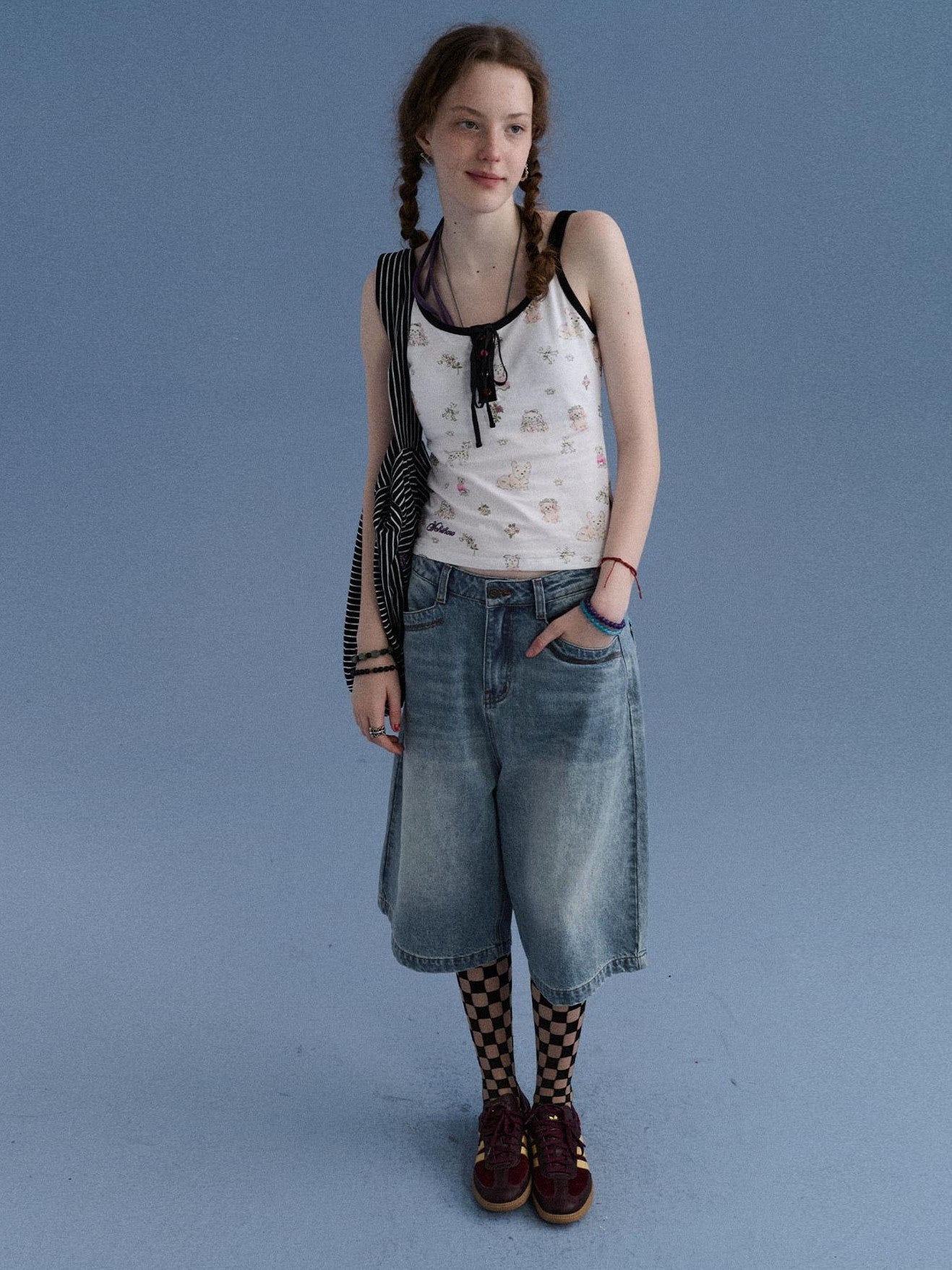 Achihara Sea Glass Washed Wide Leg Loose Retro Street Women&