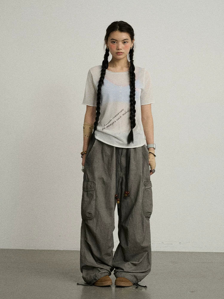 Achihara Sea Salt French Print Cropped Tee V-Neck T-Shirt Long-Sleeve-4