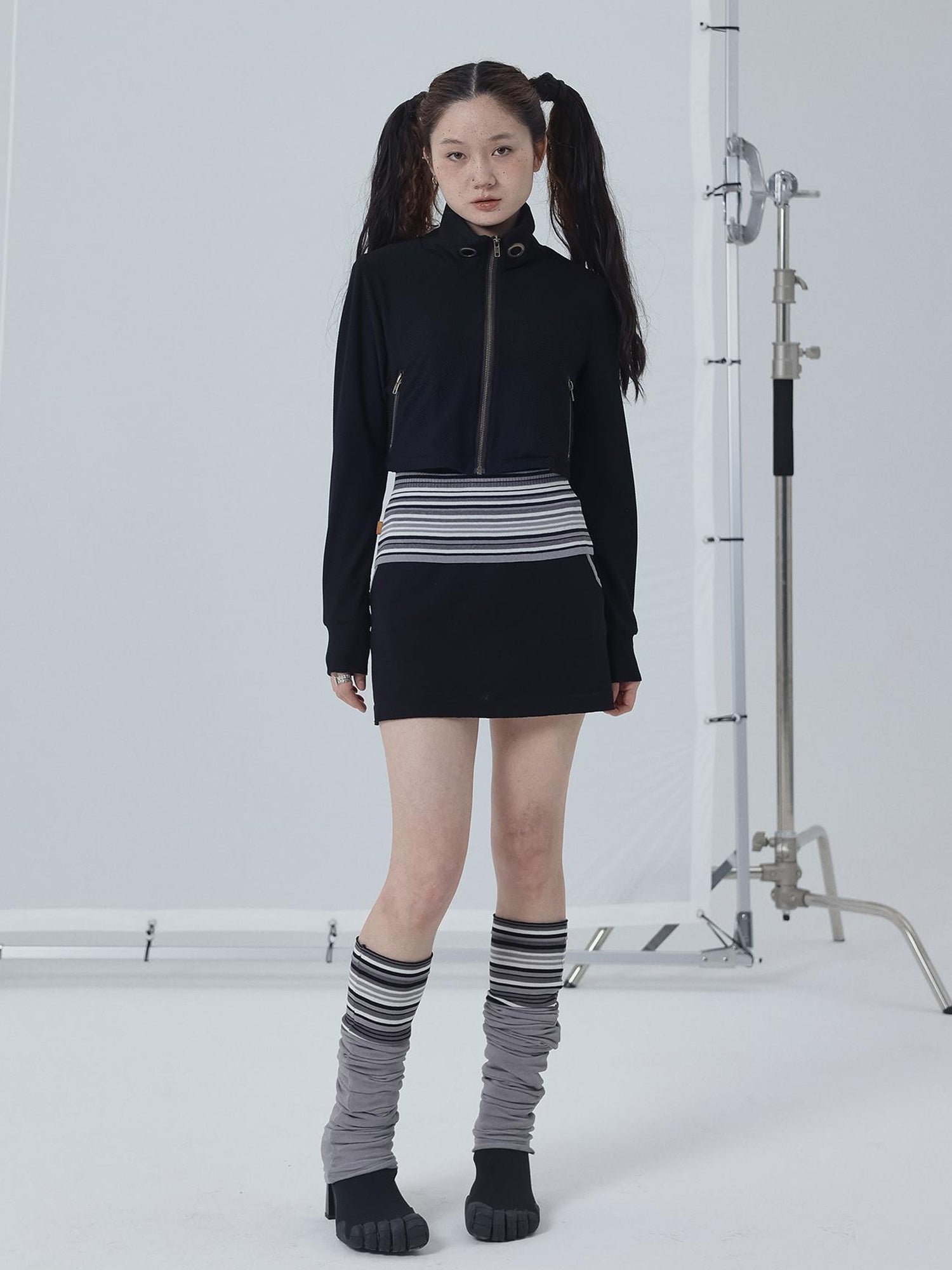 Achihara Sheer Mesh Long Sleeve Crop Sun Jacket