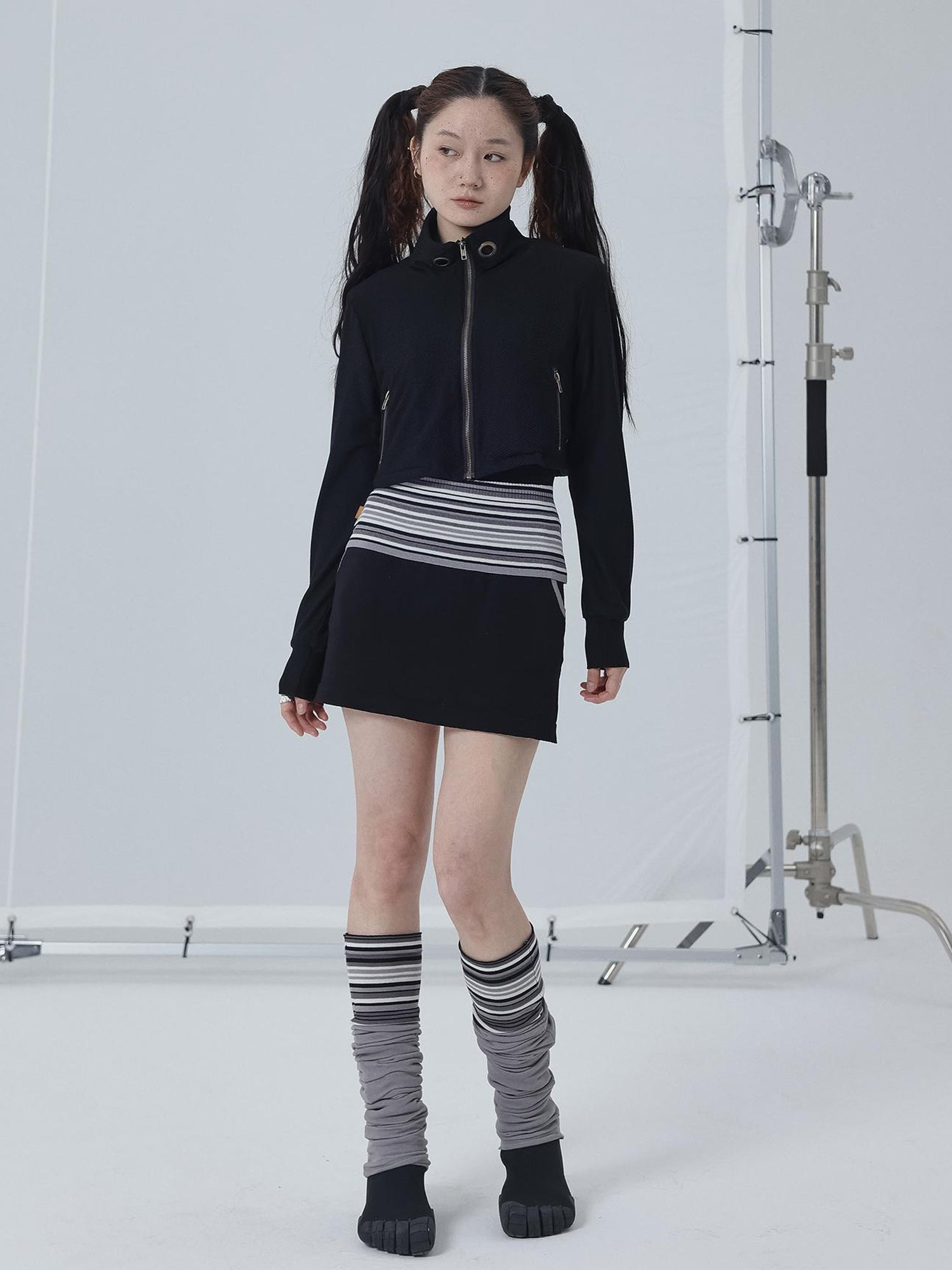 Achihara Sheer Mesh Long Sleeve Crop Sun Jacket