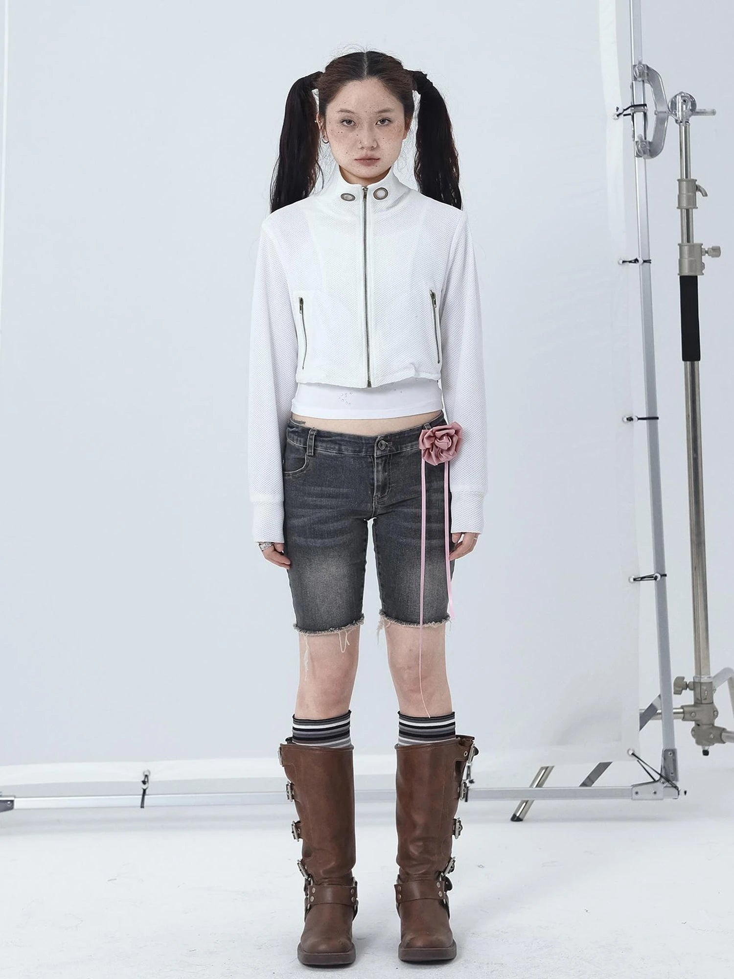 Sheer Mesh Long Sleeve Crop Sun Jacket