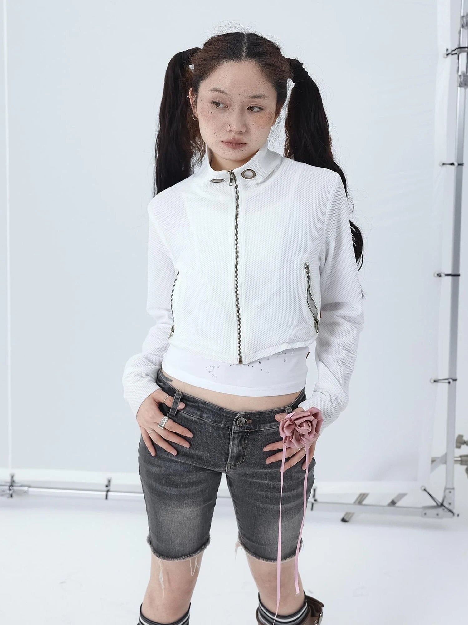Sheer Mesh Long Sleeve Crop Sun Jacket