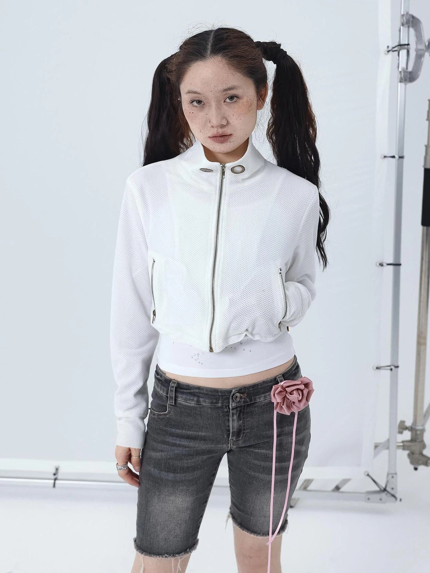 Sheer Mesh Long Sleeve Crop Sun Jacket