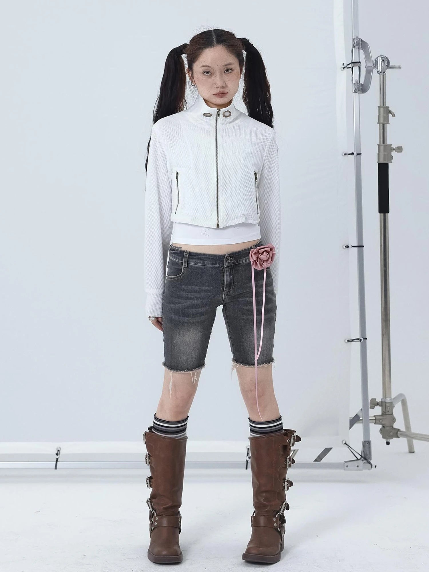 Sheer Mesh Long Sleeve Crop Sun Jacket