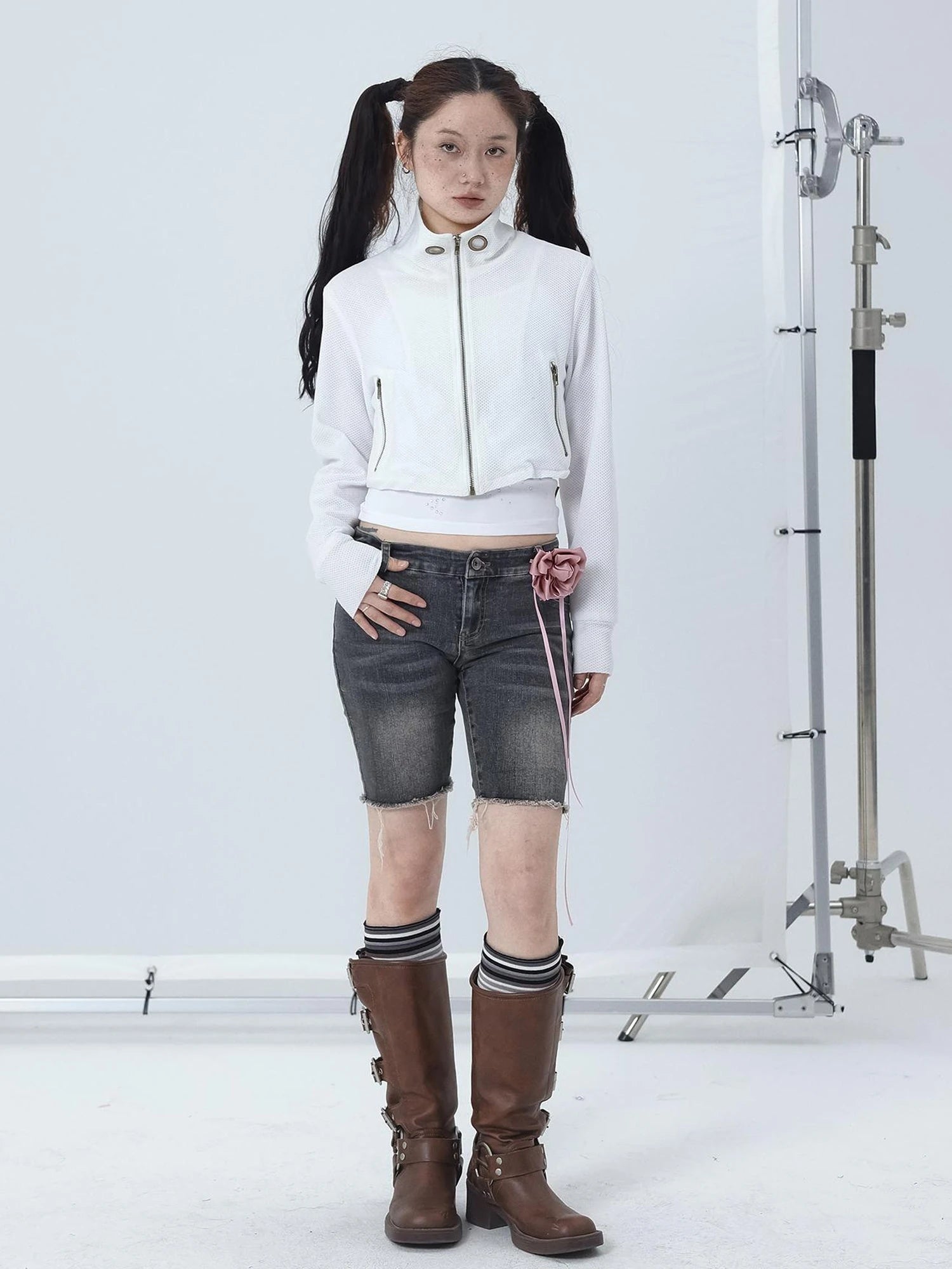 Sheer Mesh Long Sleeve Crop Sun Jacket