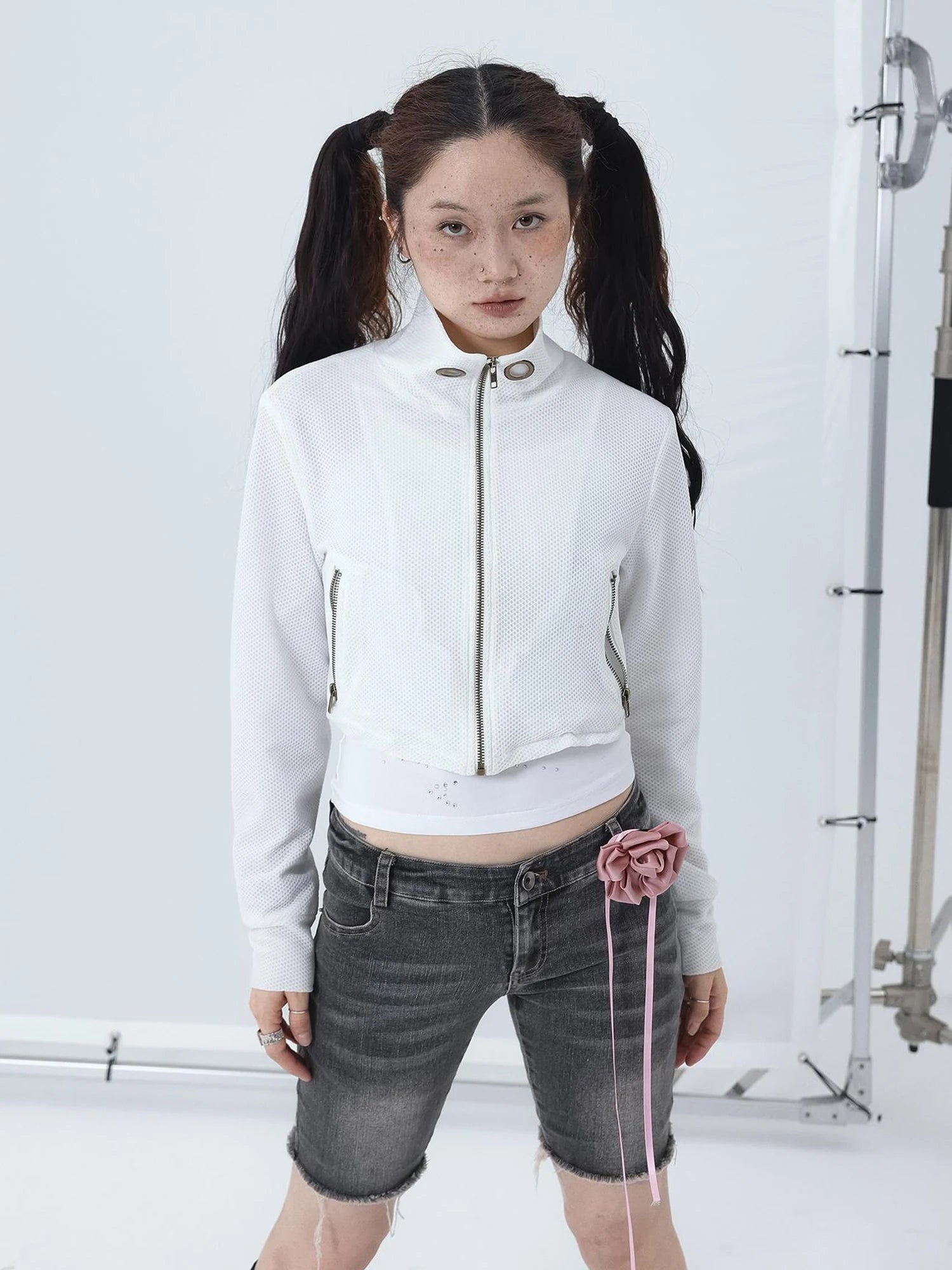 Sheer Mesh Long Sleeve Crop Sun Jacket