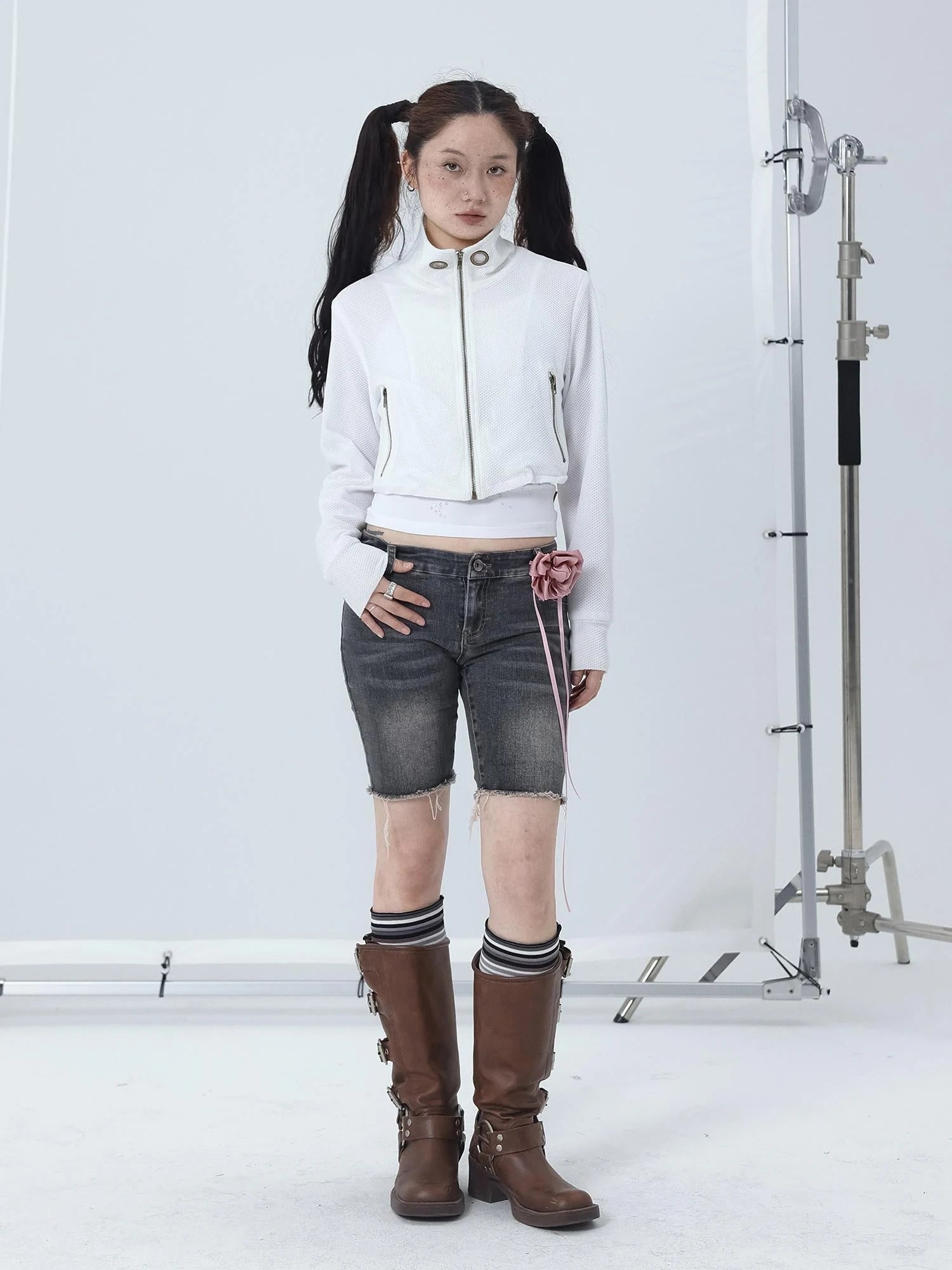 Sheer Mesh Long Sleeve Crop Sun Jacket