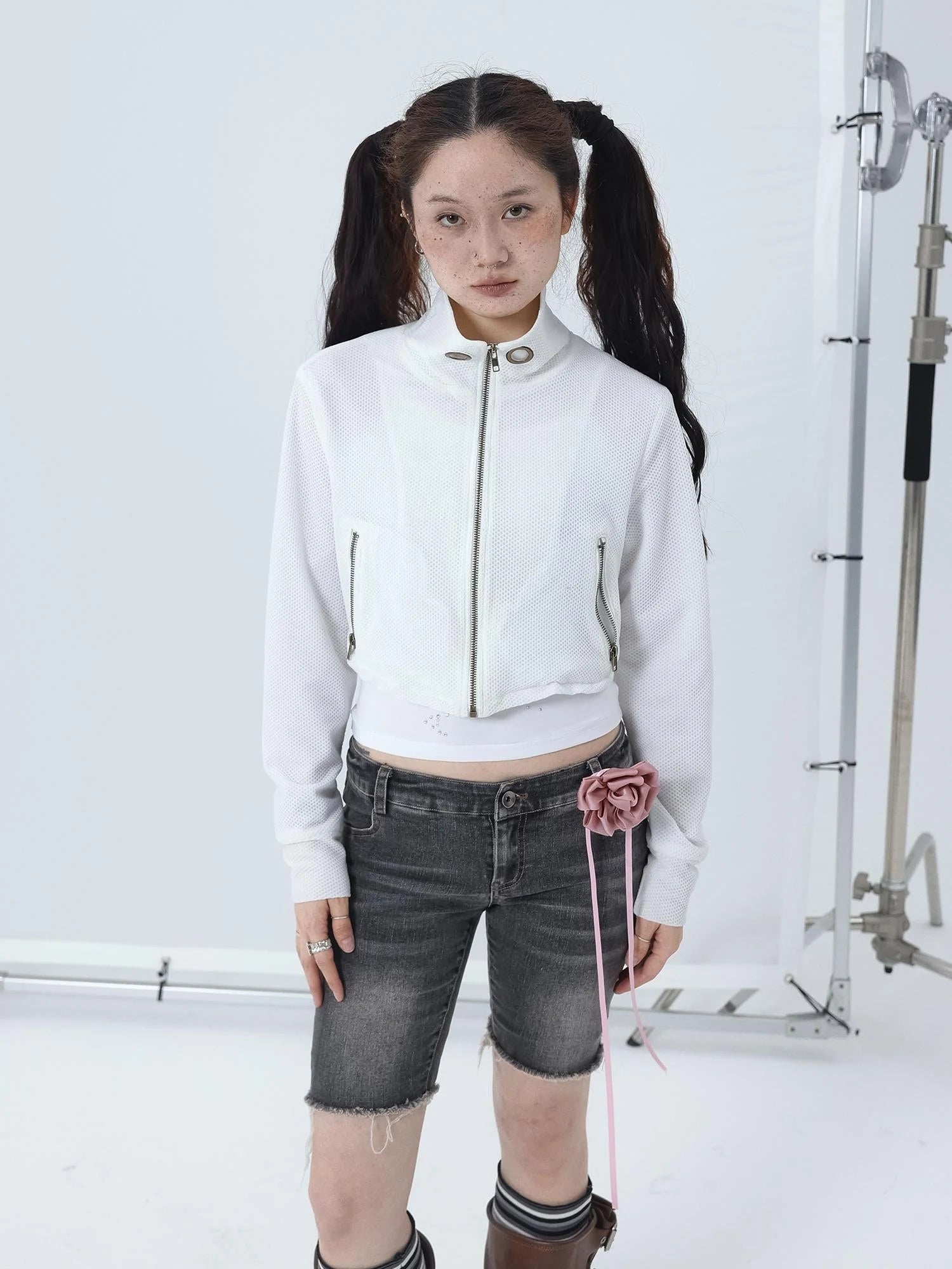 Sheer Mesh Long Sleeve Crop Sun Jacket