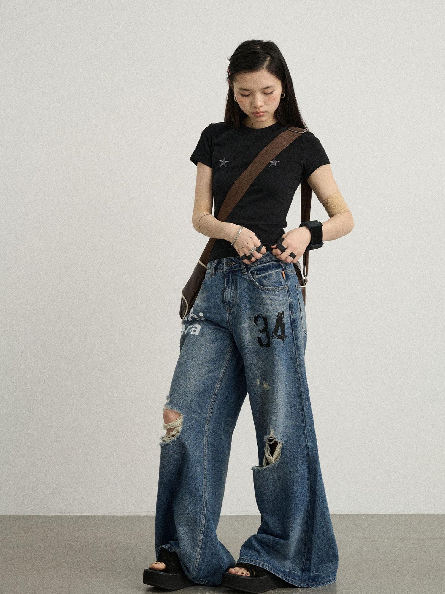 Achihara Sleepless Stars Embroidered Tee