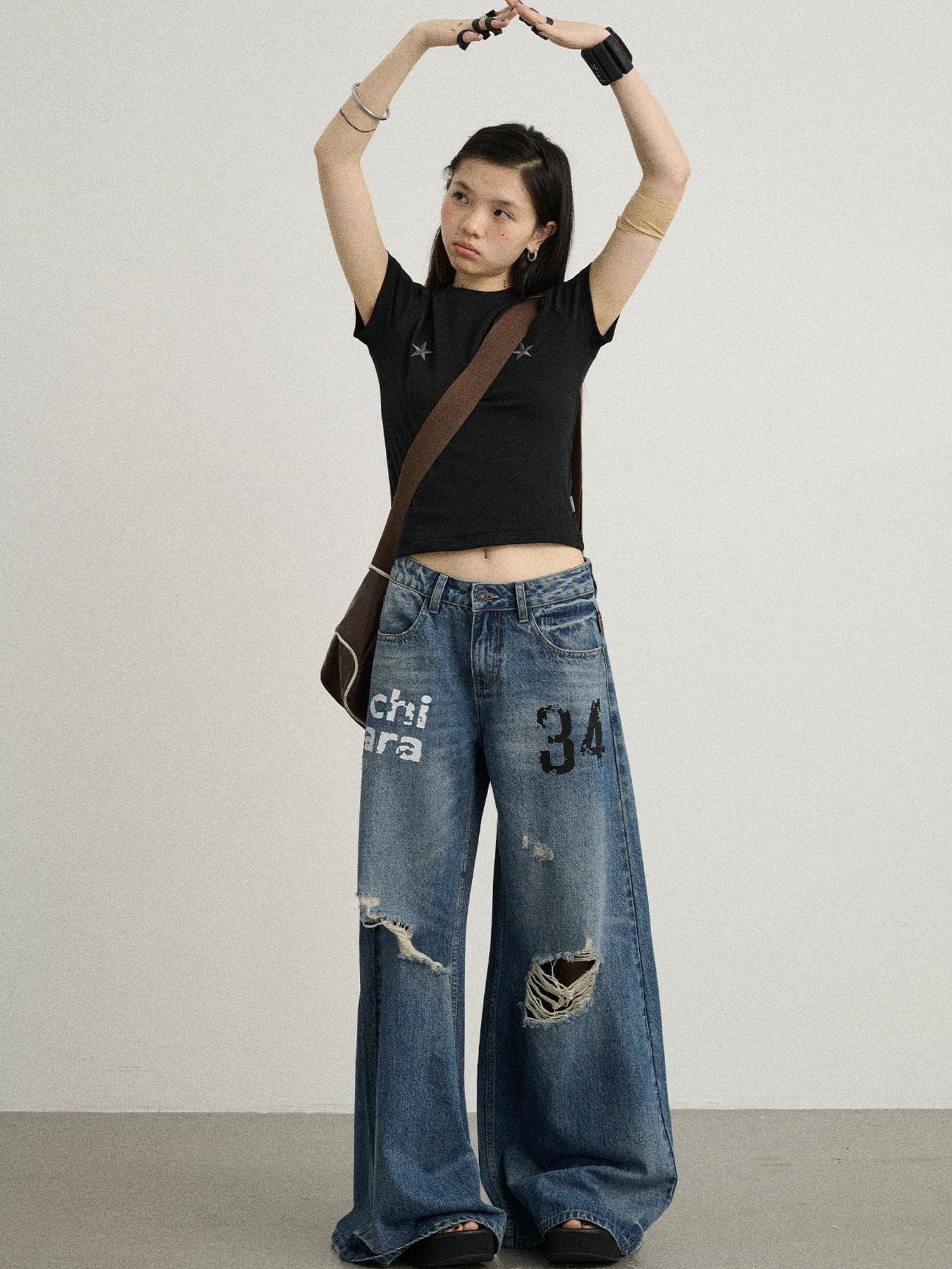Achihara Sleepless Stars Embroidered Tee