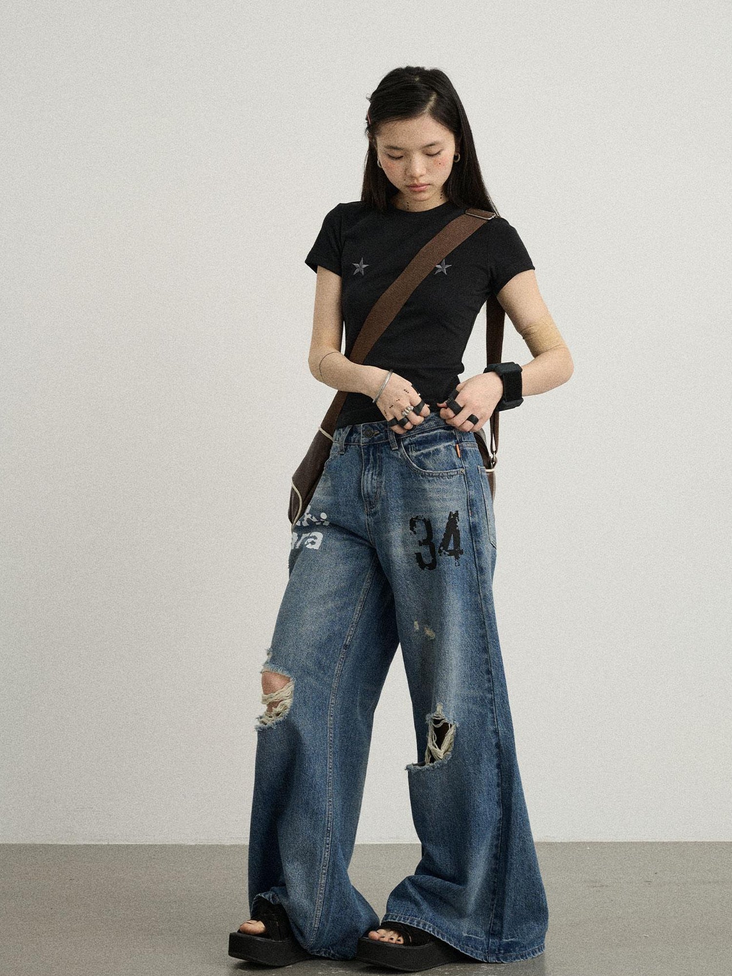 Achihara Sleepless Stars Embroidered Tee