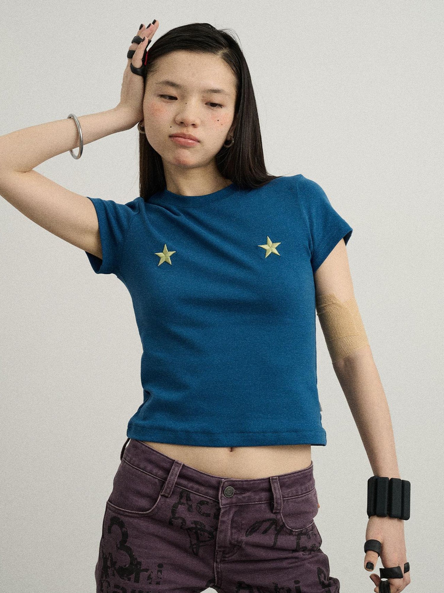 Achihara Sleepless Stars Embroidered Tee