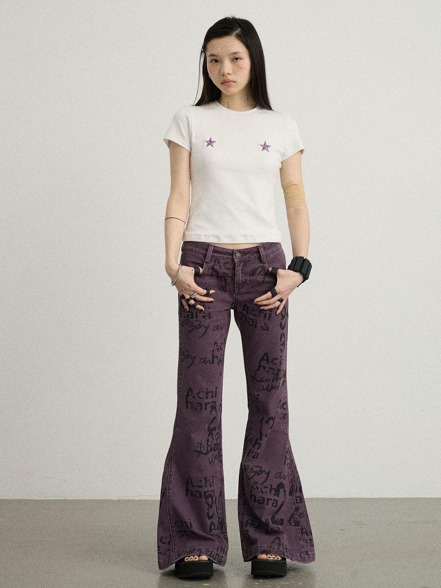 Achihara Sleepless Stars Embroidered Tee