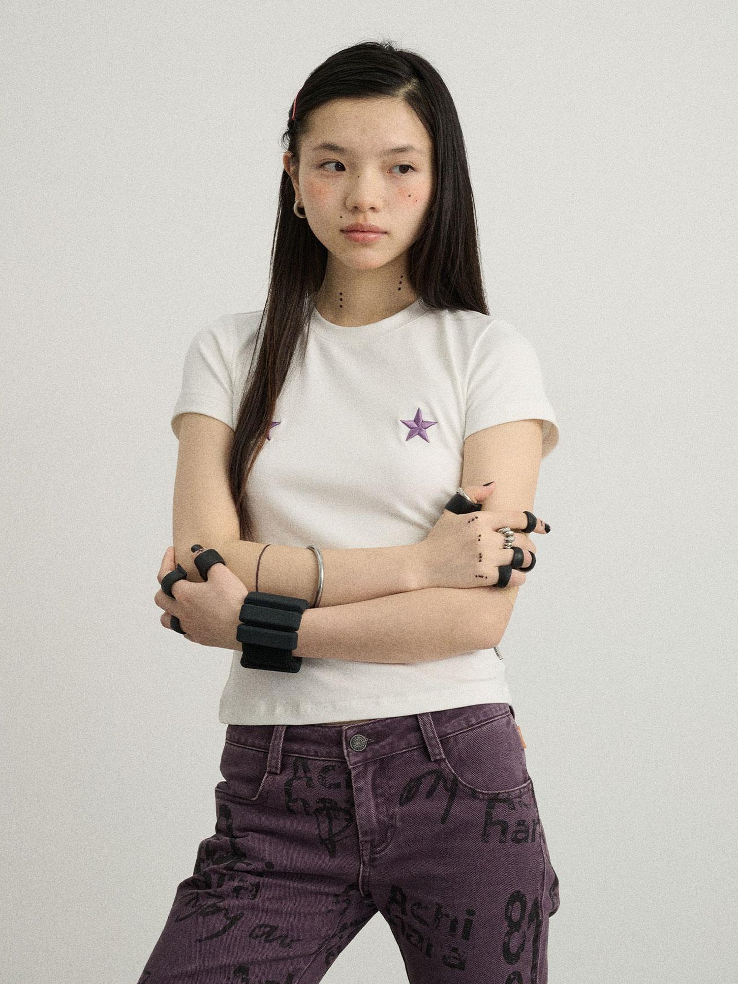 Achihara Sleepless Stars Embroidered Tee