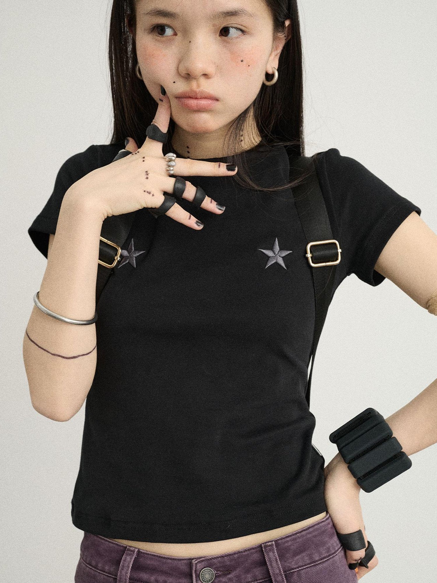 Achihara Sleepless Stars Embroidered Tee