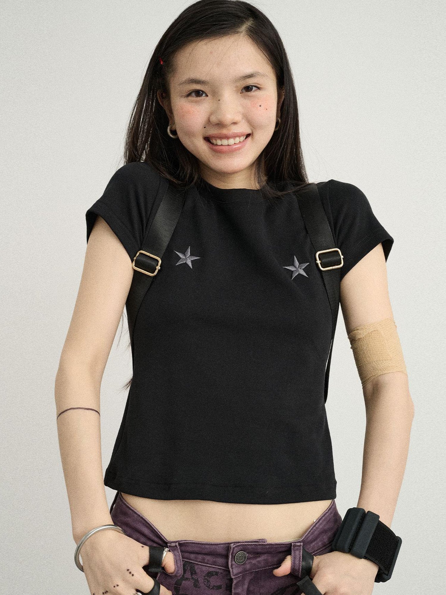 Achihara Sleepless Stars Embroidered Tee