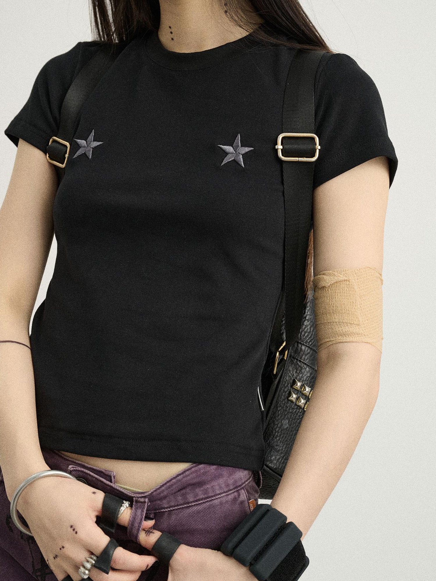 Achihara Sleepless Stars Embroidered Tee