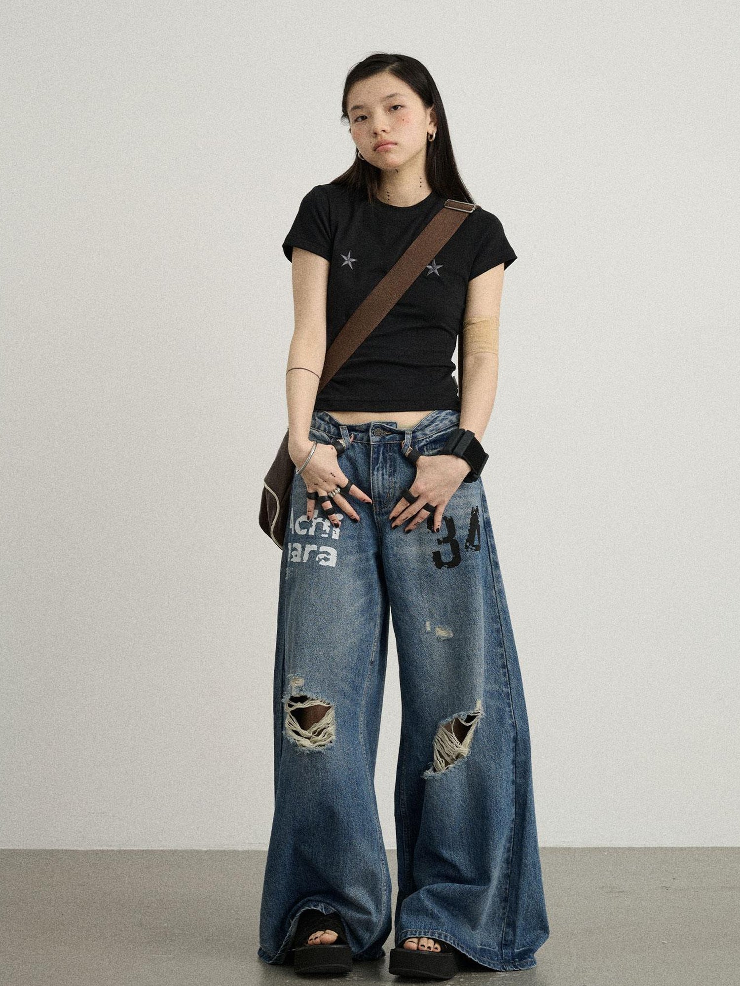 Achihara Sleepless Stars Embroidered Tee