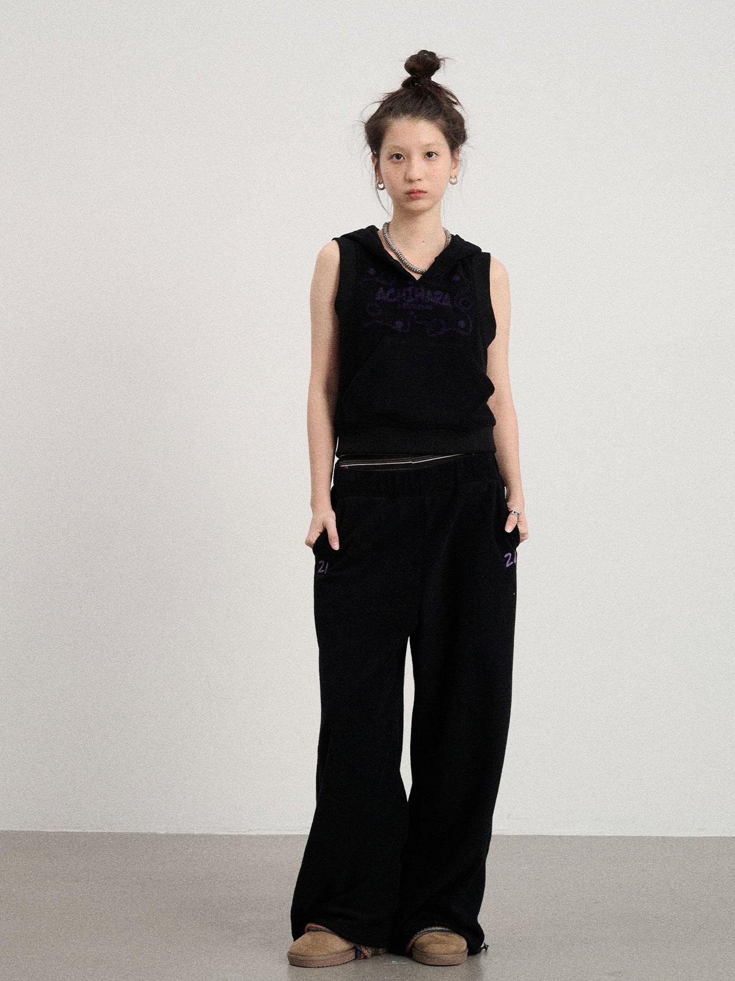 Achihara Sleepy Sheep V-Neck Hooded Vest