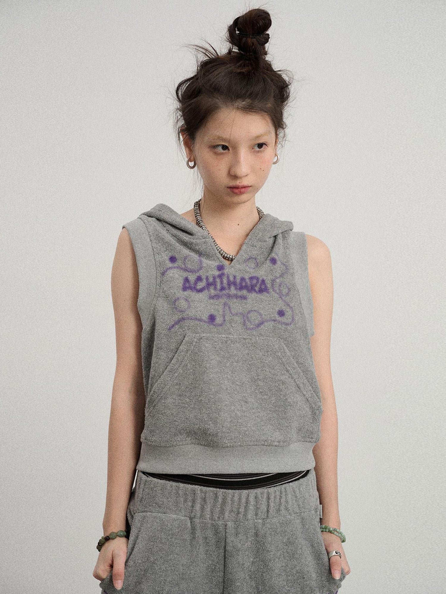 Achihara Sleepy Sheep V-Neck Hooded Vest
