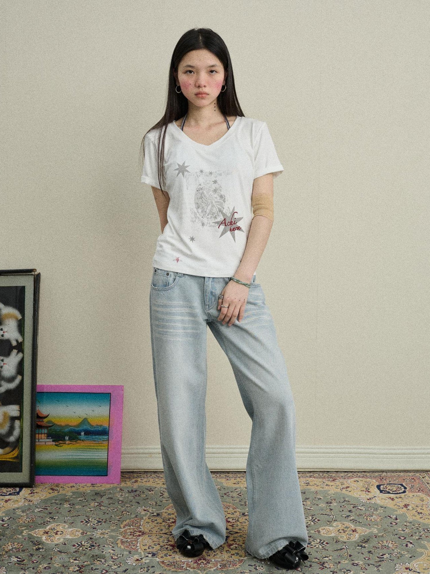 Achihara Sneezing Star 2.0 Tee V-Neck T-Shirt Long-Sleeve