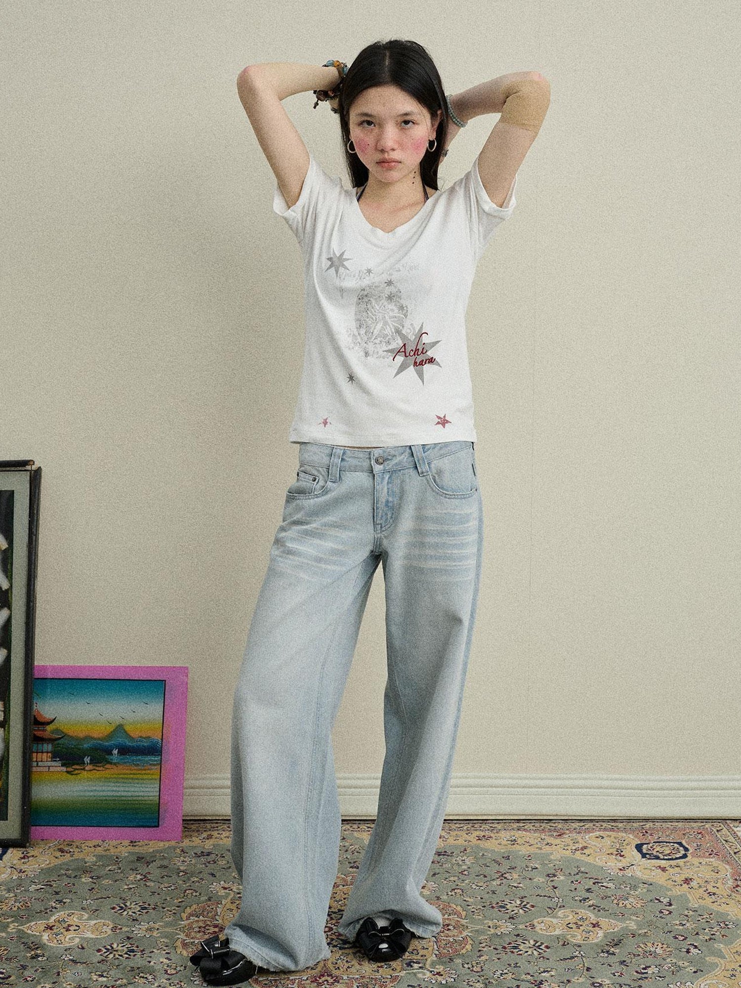 Achihara Sneezing Star 2.0 Tee V-Neck T-Shirt Long-Sleeve