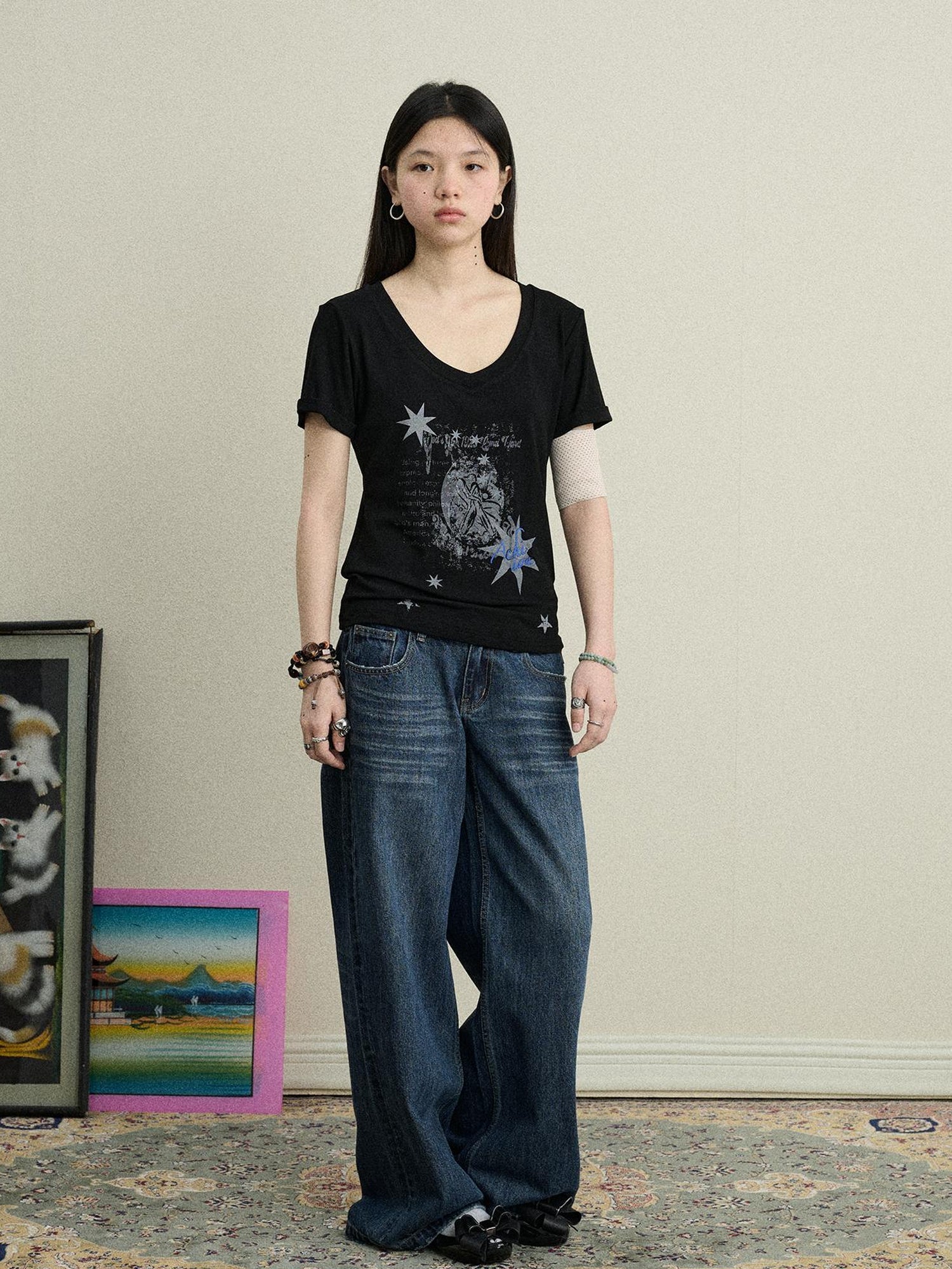 Achihara Sneezing Star 2.0 Tee V-Neck T-Shirt Long-Sleeve