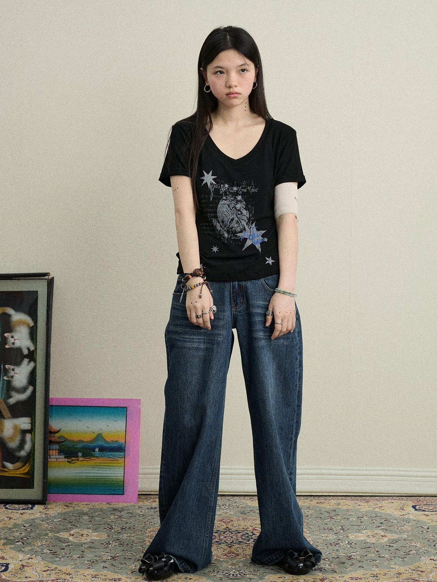 Achihara Sneezing Star 2.0 Tee V-Neck T-Shirt Long-Sleeve